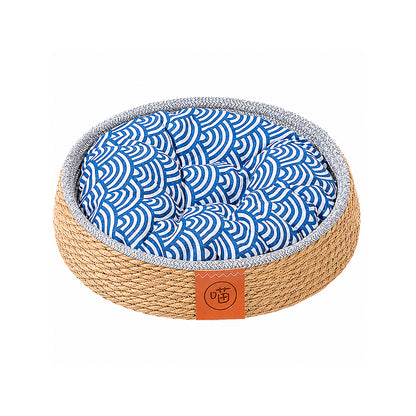 Woven Straw Cat Bed with Removable Mat – All Season