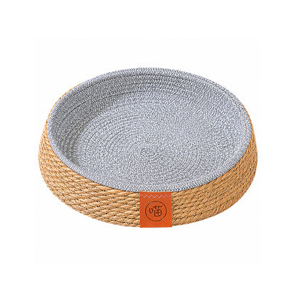 Woven Straw Cat Bed with Removable Mat – All Season