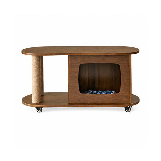 Cat-Friendly Coffee Table Walnut Finish for Small Spaces