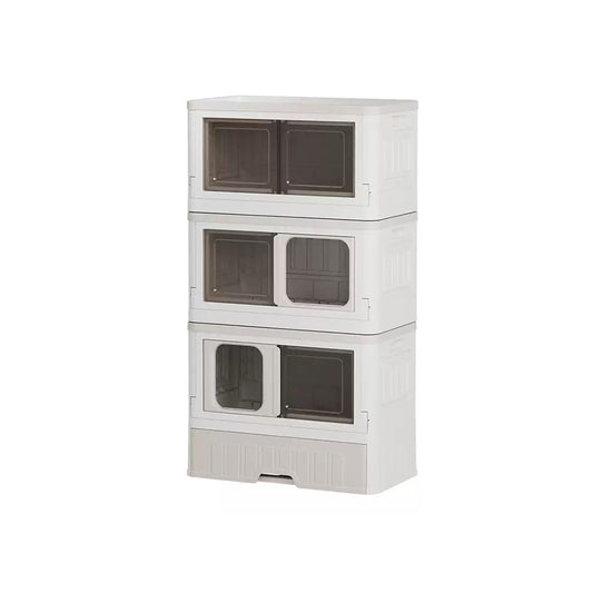 Full-Enclosed Foldable Cat Litter Box Large 3-Layer Combo