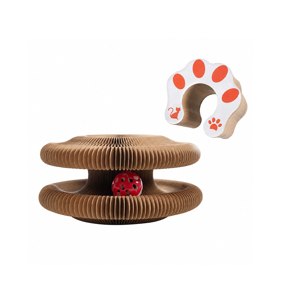 Foldable Accordion Cat Scratcher – Magnetic Corrugated Cardboard Toy