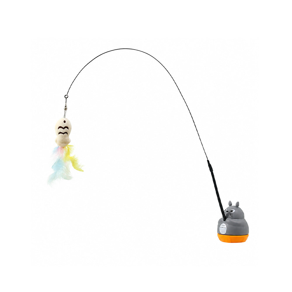360° Rotating Cat Fishing Wand – Feather & Bell Interactive Toy