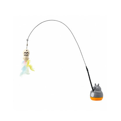 360° Rotating Cat Fishing Wand – Feather & Bell Interactive Toy