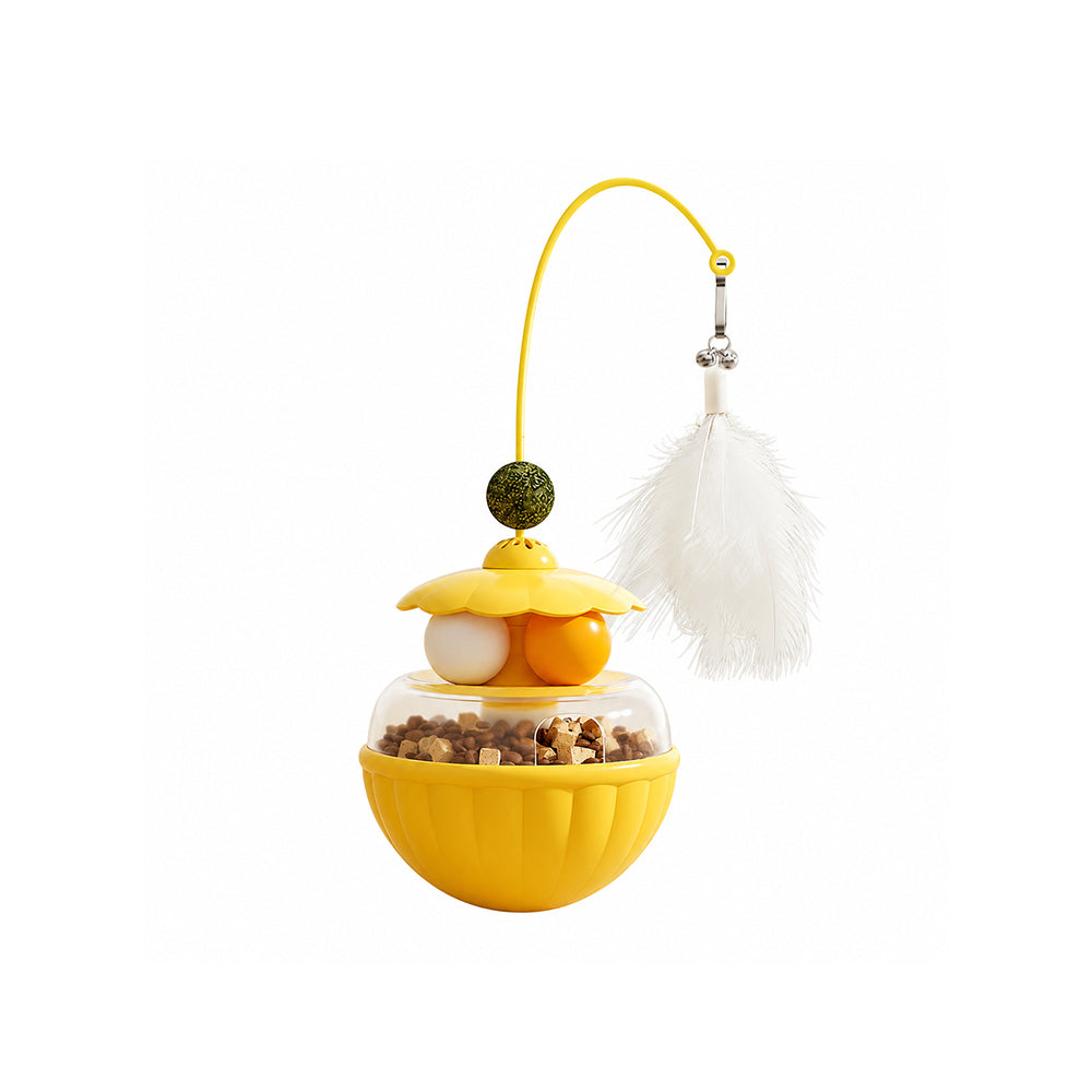 Interactive Treat Dispensing Cat Toy – Feather & Catnip Self-Play Puzzle Toy