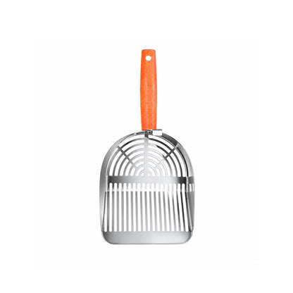 Stainless Steel Cat Litter Scoop – Wooden Handle Fine Slot Design