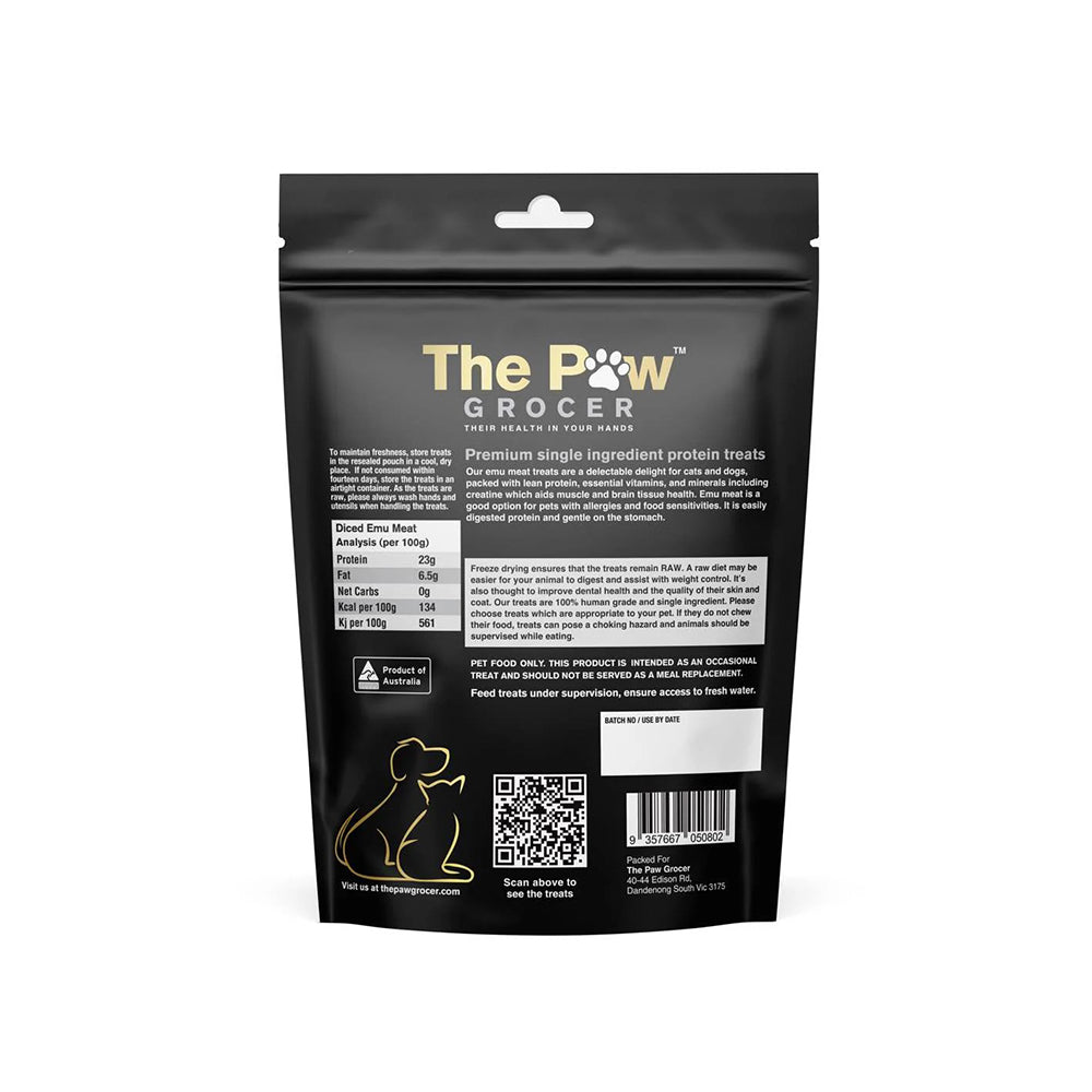 THE PAW GROCER Freeze Dried Black Label Emu Meat Dog & Cat Treats 72g