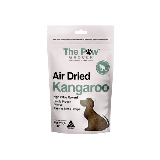 THE PAW GROCER Air Dried Kangaroo Straps Dog Treats 100g
