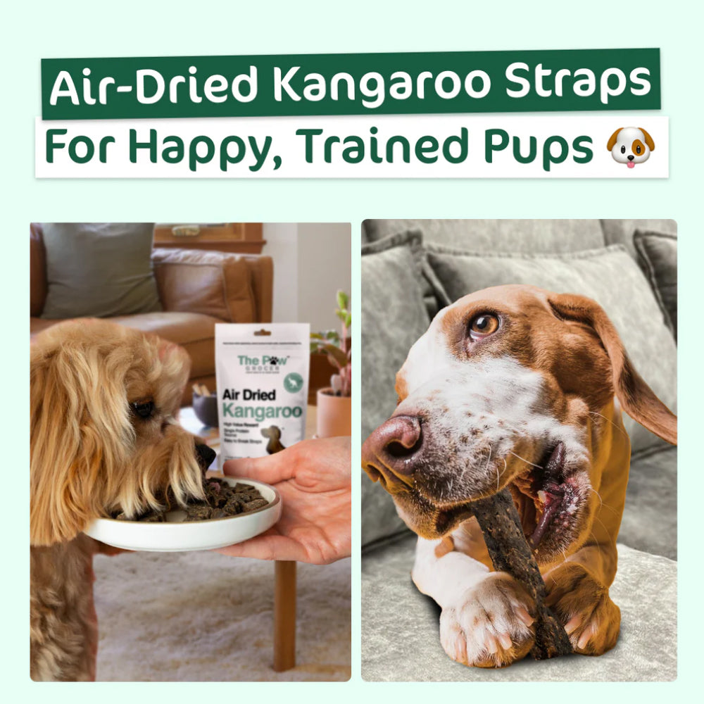 THE PAW GROCER Air Dried Kangaroo Straps Dog Treats 100g