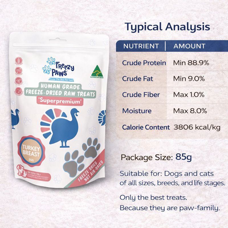 FREEZY PAWS Turkey Breast Freeze Dried Pet Treats 85g