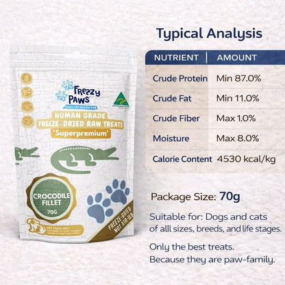 FREEZY PAWS Crocodile Fillet Freeze Dried Pet Treats 70g