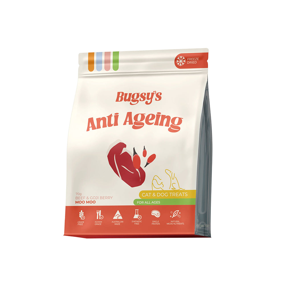 BUGSY'S Freeze Dried Beef & Coji Berry Pet Treats 70g