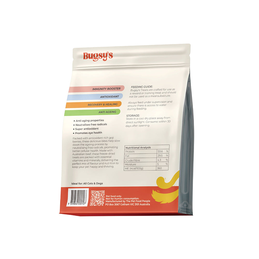 BUGSY'S Freeze Dried Beef & Coji Berry Pet Treats 70g