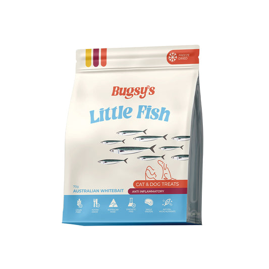 BUGSY'S Freeze Dried Australian Whitebait Pet Treats 70g