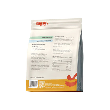 BUGSY'S 100% Australian Free Range Chicken Bites Pet Treats 100g