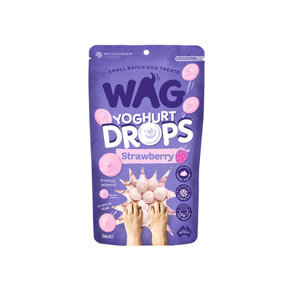 WAG Strawberry Yoghurt Drops Dog Pouch Treats 250g