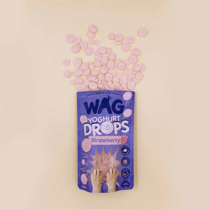 WAG Strawberry Yoghurt Drops Dog Pouch Treats 250g