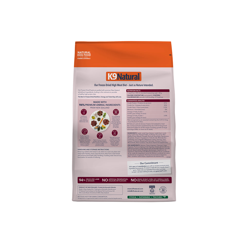 K9 NATURAL Lamb & Venison Freeze Dried Dog Food