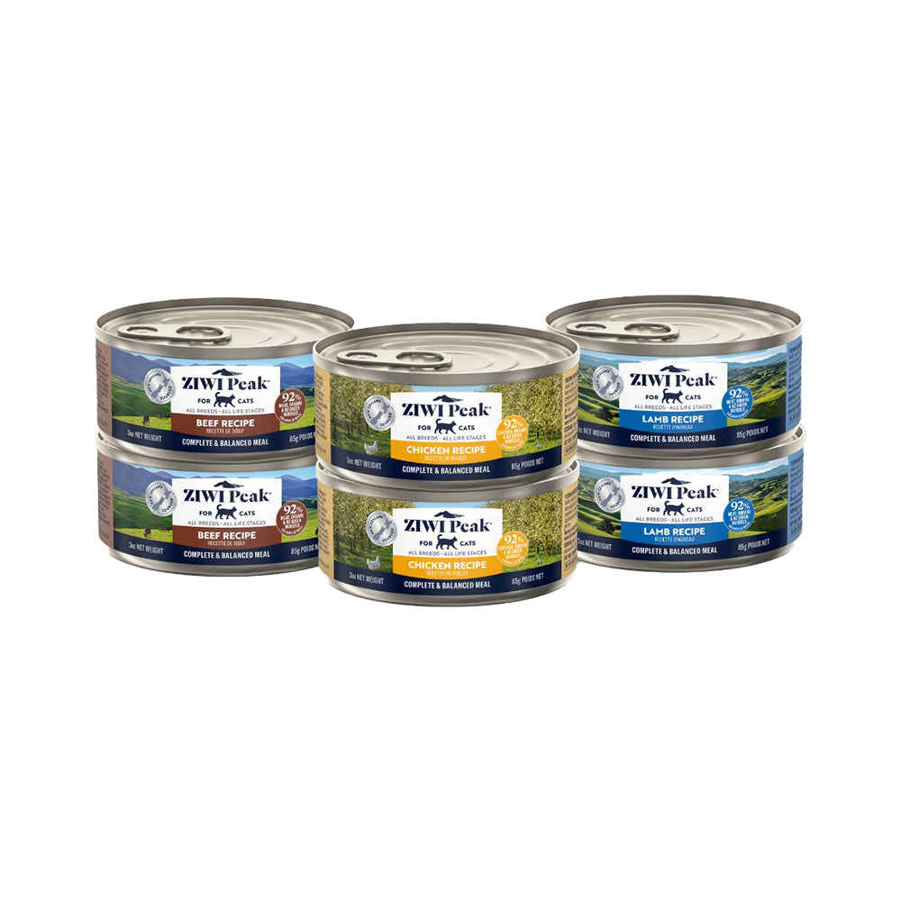 ZIWI PEAK Beef, Chicken, Lamb Wet Cat Food 85gx3x2 Variety Pack