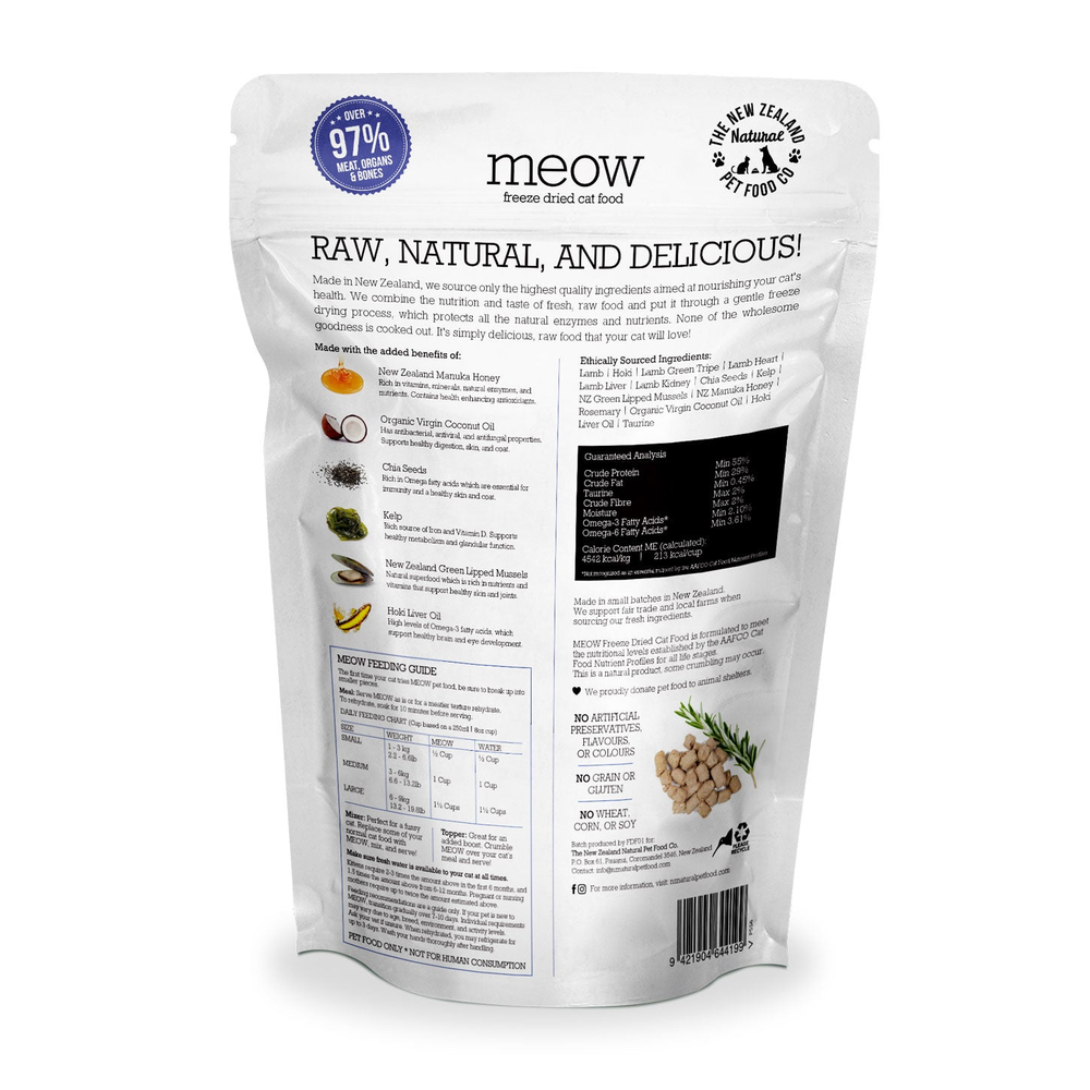 MEOW Lamb & Hoki Freeze Dried Cat Food 280g