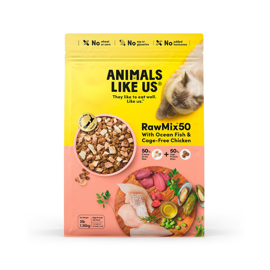 ANIMALS LIKE US Raw Mix 50 Ocean Fish & Cage Free Chicken Cat Food 1.36kg
