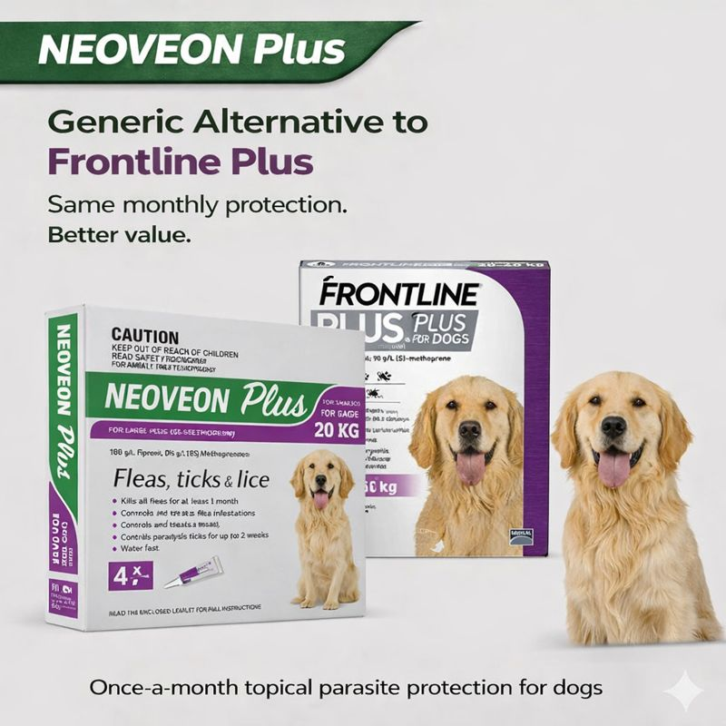 NEOVEON PLUS Fleas And Ticks For Large Dogs 20-40kg 4x2.68mL Tubes Purple