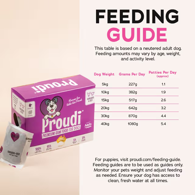 PROUDI Premium Frozen Kangaroo & Beef Raw Dog Food 2.4Kg