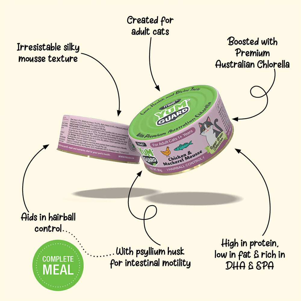 YUMGUARD Hairball Control Chicken & Mackerel Mousse Adult Wet Cat Food