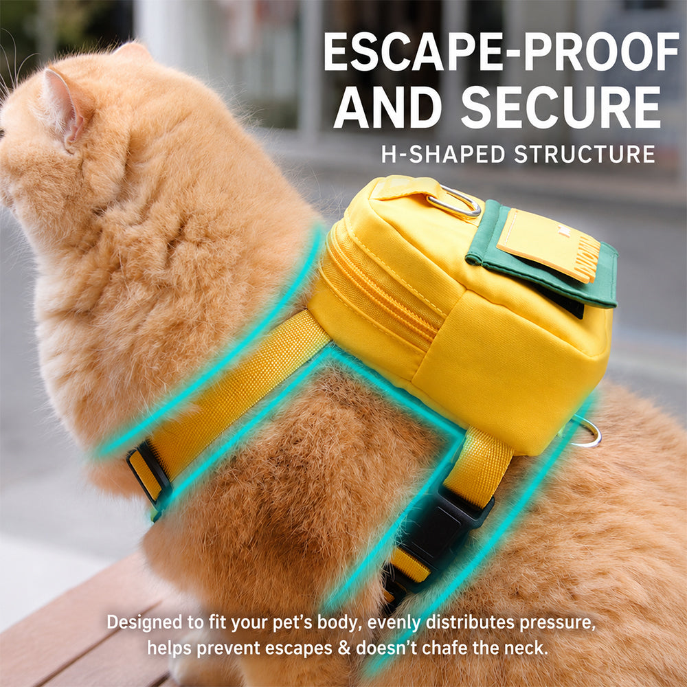 Pet Backpack Carrier with Harness & Leash Set | Escape Proof | Cats & Dogs