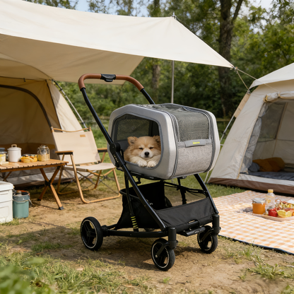 IBIYAYA NeoRider Multipurpose Detachable Pet Stroller - Silver Mist