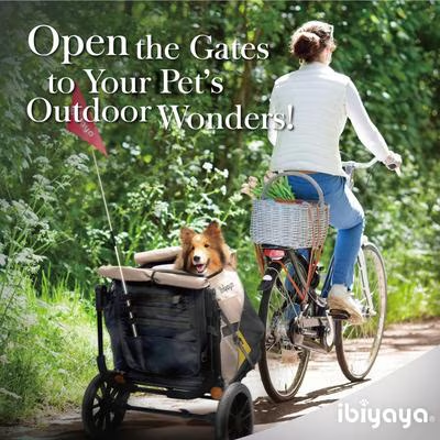 IBIYAYA Minika 3-in-1 Pet Stroller System Foldable Dog Bicycle Trailer & Indoor-Outdoor Kennel – Arizona Tan