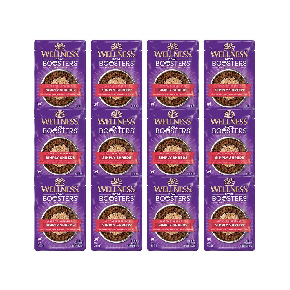 WELLNESS Core Simply Shreds Shredded Boneless Chicken, Wild Salmon & Pumpkin Wet Dog Food 79g x 12