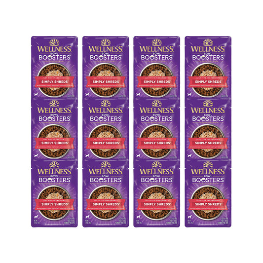 WELLNESS Core Simply Shreds Shredded Boneless Chicken, Beef & Carrots Wet Dog Food 79g x 12