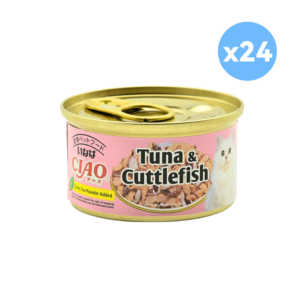 CIAO White Meat Tuna with Cuttlefish Wet Cat Treats 24x75g (canned)