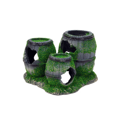 BIOSCAPE Moss 3 Barrels Aquarium Ornament 16 x 10cm — product image 1