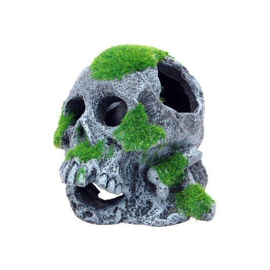 BIOSCAPE Moss Covered Skull Aquarium Ornament 12 x 13cm — product image 1