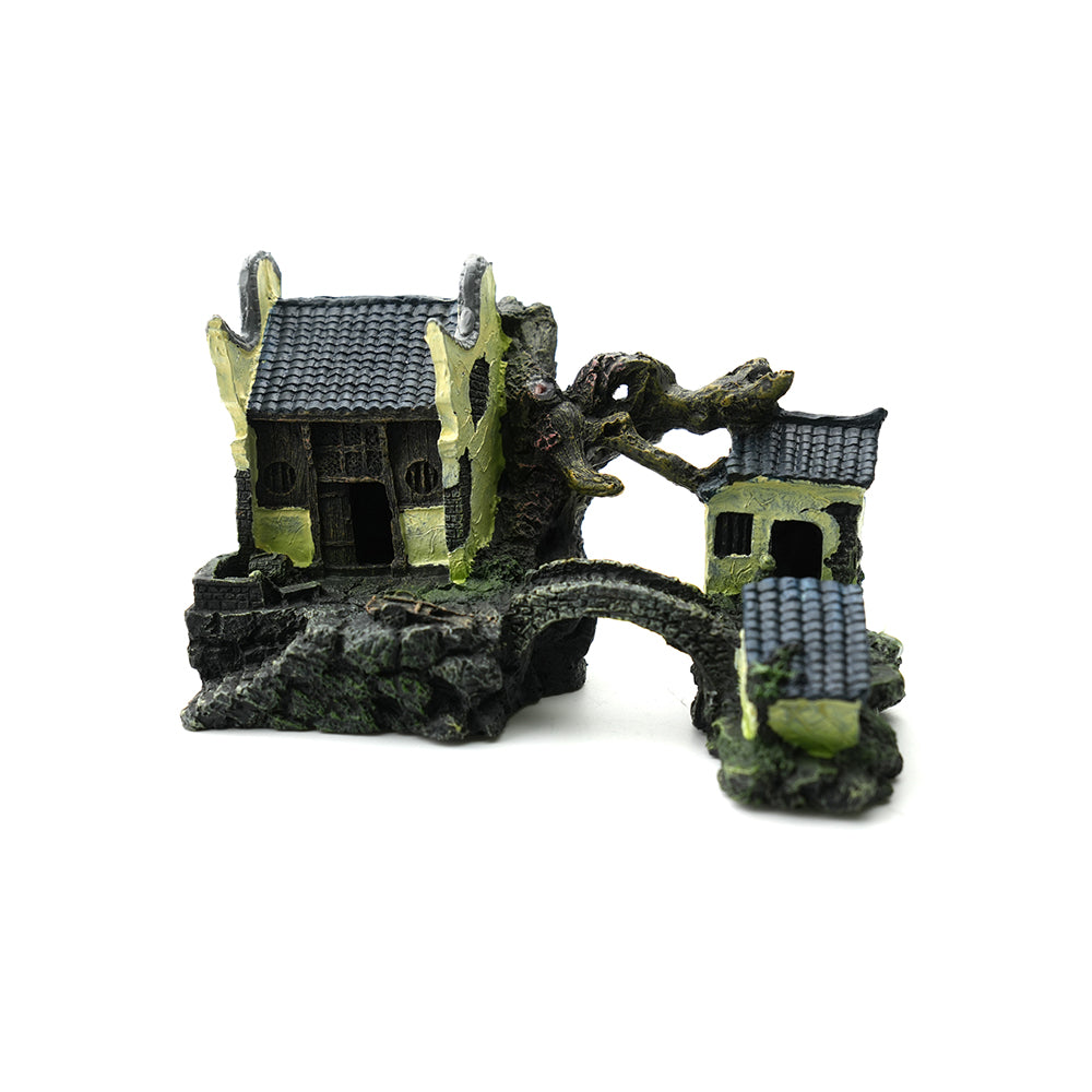 BIOSCAPE Chinese Village with Bridge Aquarium Ornament 20.5 x 13 x 12.5cm — product image 1
