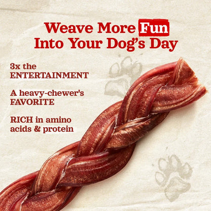 NATURAL FARM Braided Bully Sticks Triple-Braided Dental Chew Dog Treats product image