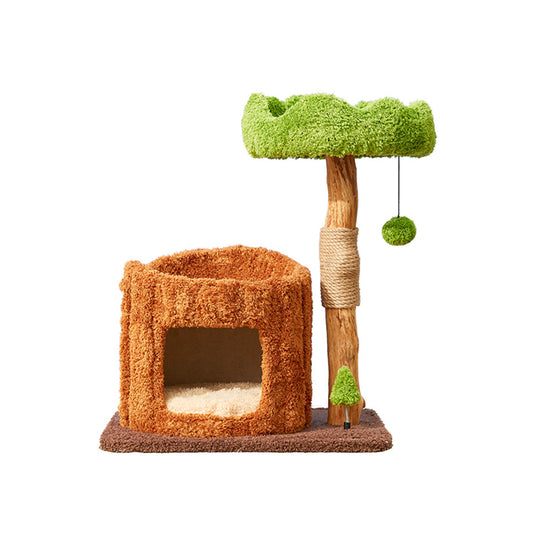 CMISSTREE Single-Level Tree Hollow Solid Wood Cat Tree