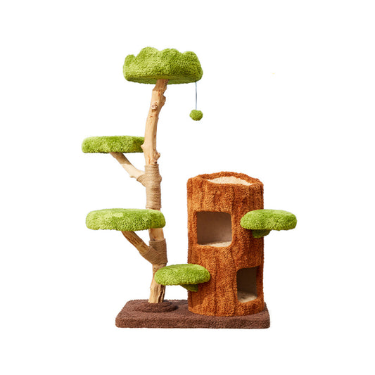 CMISSTREE Five-Level Tree Hollow Solid Wood Cat Tree