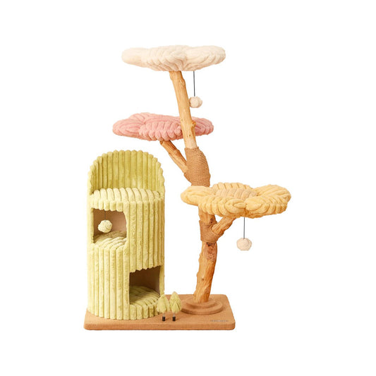 CMISSTREE Three-Level Flower-Shaped Cat Tree With Cat House