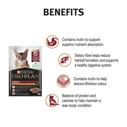 PRO PLAN Tender Pieces With Chicken In Gravy Adult Wet Cat Food 85g x 12