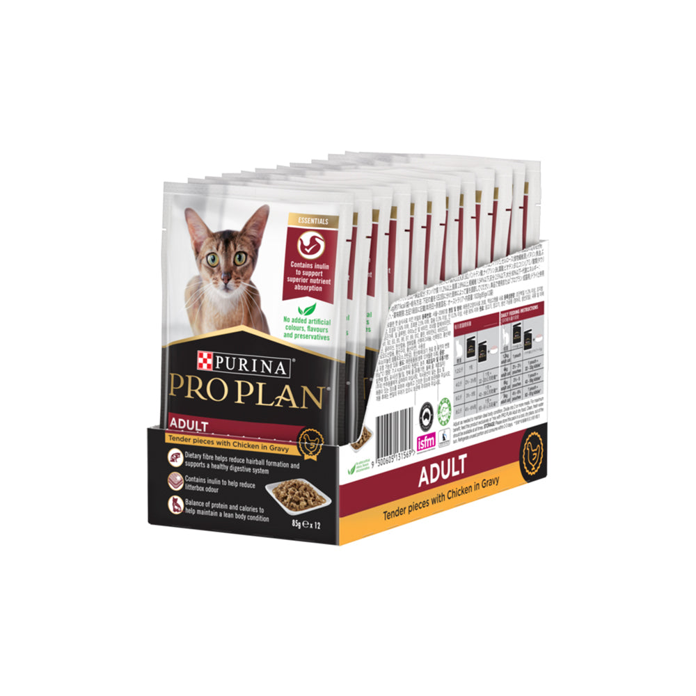 PRO PLAN Tender Pieces With Chicken In Gravy Adult Wet Cat Food 85g x 12