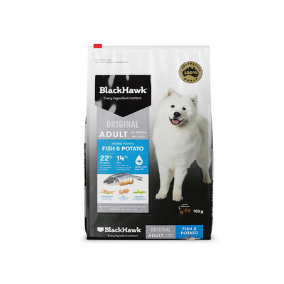 BLACK HAWK  Fish And Potato Original AdultDry Dog Food 10kg