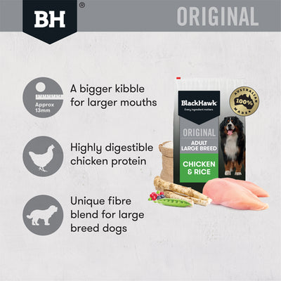 Black Hawk  Formula Chicken & Rice Original Large Breed Adult Dog Food20kg