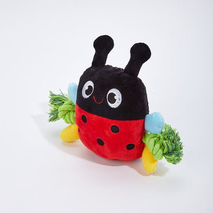 FOFOS Garden Ladybug Squeaky Plush Dog Toy