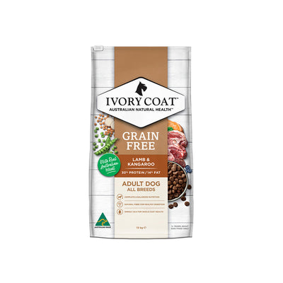 IVORY COAT Lamb & Kangaroo Grain Free Dog Food for Adult Dogs 13kg