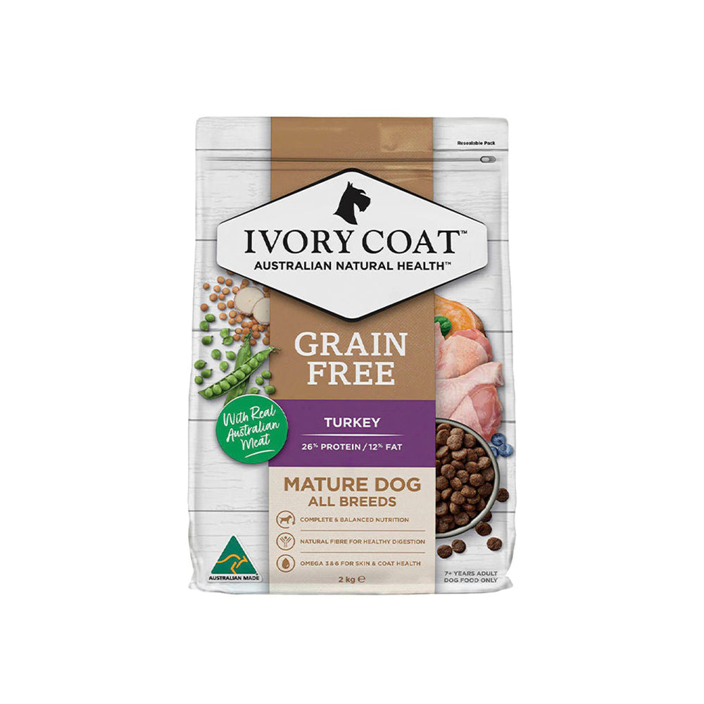 IVORY COAT Grain Free Turkey Mature Dog Food 2kg