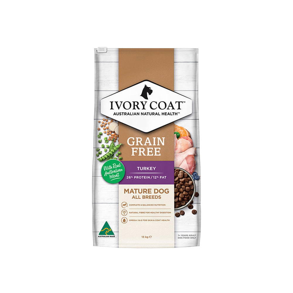 IVORY COAT Grain Free Turkey Mature Dog Food 13kg