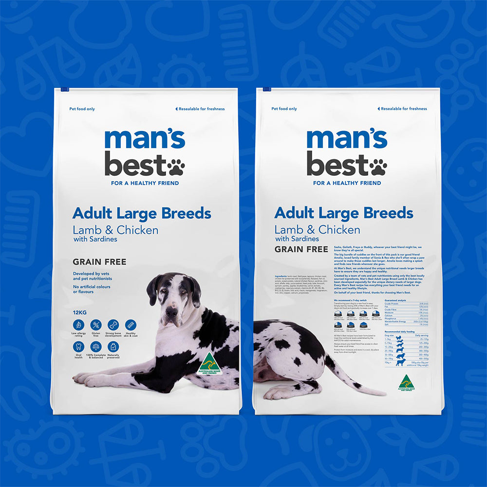 MAN'S BEST Large Breeds Lamb & Chicken Adult Dog Food 12KG
