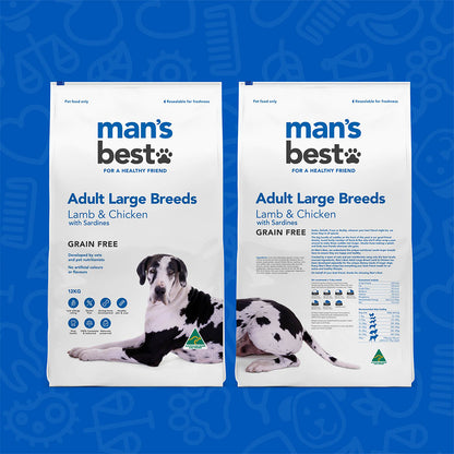 MAN'S BEST Large Breeds Lamb & Chicken Adult Dog Food 12KG
